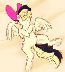 Size: 778x870 | Tagged: safe, alternate version, artist:bamboogecko, derpibooru import, songbird serenade, pegasus, pony, my little pony: the movie, bed, female, image, lying down, mare, on back, png