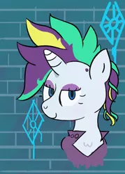 Size: 500x700 | Tagged: safe, derpibooru import, rarity, pony, unicorn, it isn't the mane thing about you, alternate hairstyle, bust, graffiti, headshot commission, image, png, portrait, punk, raripunk, solo, wallpaper