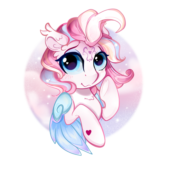 Size: 3365x3422 | Tagged: safe, artist:eris azure, derpibooru import, star catcher, pegasus, pony, blushing, cloud, colored wings, cute, female, g3, g3betes, image, png, shy, simple background, solo, wings
