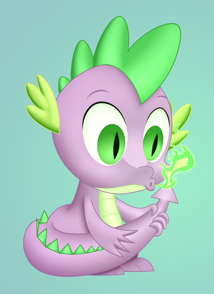 Size: 1590x2178 | Tagged: safe, artist:mirrorcrescent, derpibooru import, spike, dragon, breathing fire, gradient background, image, male, png, solo