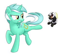 Size: 4104x3800 | Tagged: safe, artist:mirrorcrescent, derpibooru import, lyra heartstrings, bugbear, pony, unicorn, female, image, kicking, plushie, png, simple background, solo, transparent background