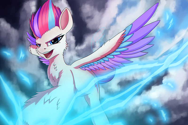 Size: 6000x4000 | Tagged: safe, artist:phantoomart, derpibooru import, zipp storm, pegasus, pony, my little pony: a new generation, spoiler:g5, cloud, flying, g5, image, lightning, png, sky, solo