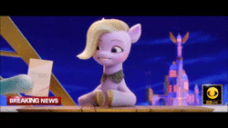 Size: 1920x1080 | Tagged: safe, derpibooru import, screencap, dazzle feather, pegasus, pony, my little pony: a new generation, spoiler:g5, spoiler:my little pony: a new generation, animated, breaking news, female, g5, image, mare, news, news report, sound, talking, webm, zbs
