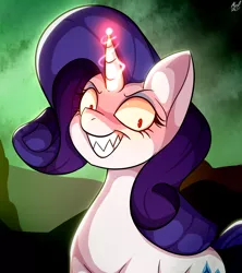 Size: 1632x1836 | Tagged: safe, derpibooru import, rarity, pony, unicorn, my little pony: a new generation, spoiler:g5, spoiler:my little pony: a new generation, evil rarity, g5, image, magic, png, red eyes, red eyes take warning, sharp teeth, solo, teeth