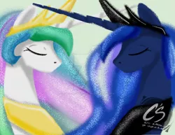 Size: 1024x792 | Tagged: safe, artist:adhiguna, artist:johnathon-matthews, derpibooru import, princess celestia, princess luna, alicorn, deviantart watermark, digital painting, image, jpeg, obtrusive watermark, painting, watermark