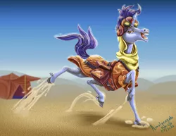 Size: 1024x792 | Tagged: safe, artist:amalgamzaku, derpibooru import, hoo'far, saddle arabian, desert, image, jpeg, solo