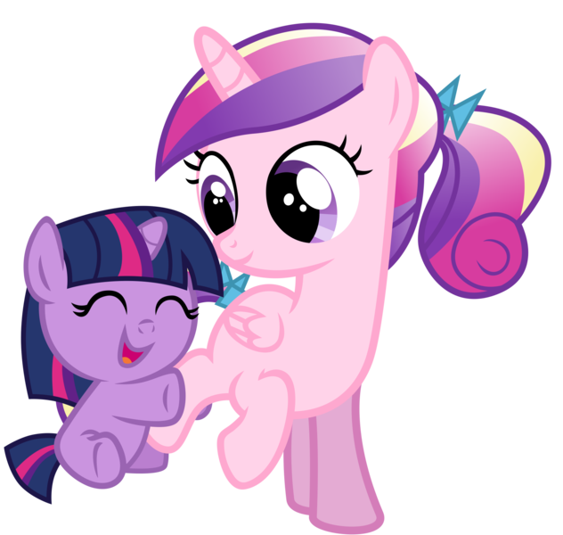 Size: 1796x1706 | Tagged: safe, artist:bezierballad, derpibooru import, princess cadance, twilight sparkle, alicorn, pony, unicorn, baby, baby pony, base used, female, filly, image, png, smiling, young cadance