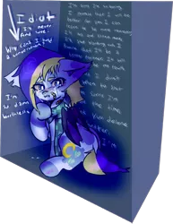 Size: 1213x1571 | Tagged: semi-grimdark, artist:ube, artist:ubebreb, derpibooru import, oc, oc:dreary dreams, unofficial characters only, box, crying, image, png, sobbing, vent, vent art