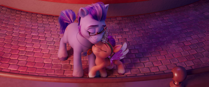 Size: 1920x800 | Tagged: safe, derpibooru import, screencap, sunny starscout, earth pony, pony, my little pony: a new generation, spoiler:g5, spoiler:my little pony: a new generation, argyle starshine, cute, father and child, father and daughter, female, filly, filly sunny starscout, g5, image, male, nuzzling, png, stallion, sunnybetes