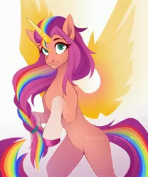 Size: 3413x4096 | Tagged: safe, alternate version, artist:buvanybu, derpibooru import, sunny starscout, alicorn, pony, my little pony: a new generation, spoiler:my little pony: a new generation, alicornified, female, g5, image, jpeg, solo, sunnycorn