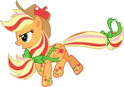 Size: 4999x3512 | Tagged: safe, artist:frownfactory, derpibooru import, applejack, twilight's kingdom, alternate hairstyle, bow, hat, image, png, rainbow power, simple background, solo, transparent background, vector