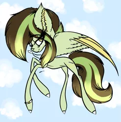 Size: 1377x1393 | Tagged: safe, artist:beamybutt, derpibooru import, oc, unofficial characters only, pegasus, pony, bedroom eyes, cloud, colored hooves, colored wings, ear fluff, eyelashes, female, flying, image, jewelry, mare, necklace, pegasus oc, png, solo, two toned wings, wings