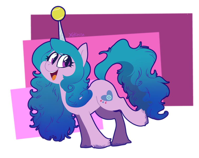 Size: 3400x2700 | Tagged: safe, artist:xekinise, derpibooru import, izzy moonbow, pony, unicorn, my little pony: a new generation, spoiler:my little pony: a new generation, ball, cutie mark, g5, image, lineless, long hair, png, raised hoof, simple background, smiling, solo, tennis ball, transparent background