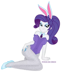 Size: 852x1000 | Tagged: suggestive, artist:jennieoo, derpibooru import, rarity, equestria girls, equestria girls series, bedroom eyes, big breasts, breasts, bunny ears, bunny suit, clothes, fishnets, high heels, image, looking at you, playboy bunny, playboy bunny rarity, png, shoes, simple background, smiling, solo, stupid sexy rarity, transparent background, vector