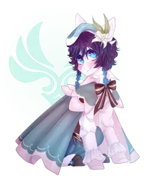 Size: 1377x1521 | Tagged: safe, artist:keltonia, derpibooru import, ponified, pony, clothes, genshin impact, image, png, simple background, solo, transparent background, venti