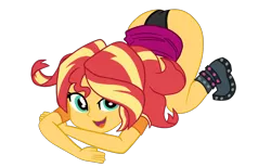 Size: 2256x1390 | Tagged: suggestive, artist:gmaplay, derpibooru import, sunset shimmer, equestria girls, equestria girls series, forgotten friendship, ass, black underwear, bunset shimmer, butt, clothes, dimples of venus, face down ass up, female, image, meme, png, solo, solo female, underwear