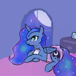 Size: 600x600 | Tagged: suggestive, derpibooru import, princess luna, pony, unicorn, baby bottle, diaper, diaper fetish, ethereal mane, female, female focus, fetish, image, night, png, simple background, solo, solo focus, starry mane, stars