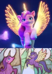 Size: 1241x1765 | Tagged: safe, derpibooru import, screencap, sunny starscout, alicorn, my little pony: a new generation, spoiler:my little pony: a new generation, artificial horn, artificial wings, augmented, g5, image, png, spoiler, sunnycorn, wings