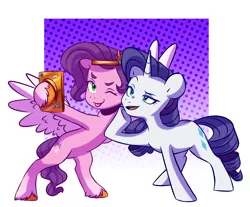 Size: 2593x2144 | Tagged: safe, artist:chub-wub, derpibooru import, pipp petals, rarity, pegasus, pony, unicorn, ;p, g4, g5, image, jpeg, mobile phone, one eye closed, phone, selfie, smartphone, tongue out