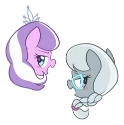 Size: 1345x1353 | Tagged: safe, artist:pestil, diamond tiara, silver spoon, earth pony, pony, blushing, female, filly, glasses, image, png, simple background, transparent background