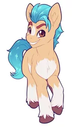 Size: 658x1149 | Tagged: safe, artist:fizzydog_, derpibooru import, hitch trailblazer, earth pony, pony, g5, image, jpeg, male, simple background, smiling, solo, stallion, white background