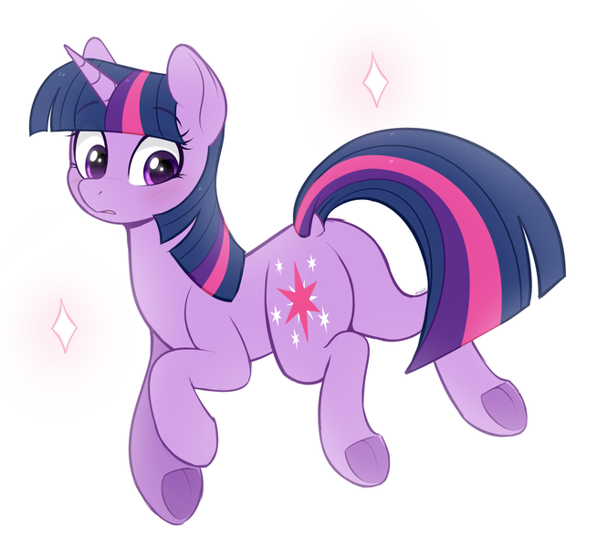 Size: 2180x2000 | Tagged: safe, artist:higgly-chan, derpibooru import, twilight sparkle, pony, unicorn, blushing, butt, dock, featureless crotch, female, frog (hoof), image, mare, png, simple background, solo, tail, twibutt, underhoof, unicorn twilight, white background