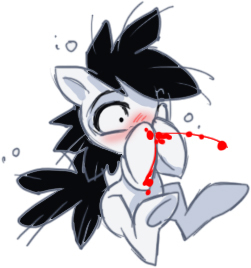 Size: 251x268 | Tagged: safe, derpibooru import, oc, oc:thegamercolt, earth pony, pony, blood, blushing, excited, image, jpeg, nosebleed, scruffy, solo, young
