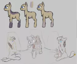 Size: 831x685 | Tagged: safe, artist:barhandar, oc, oc:kochab, oc:north star, oc:polaris, unofficial characters only, pony, taiga pony, bodypaint, clothes, colored sketch, female, image, mare, mouth hold, png, shaman, sketch, trio