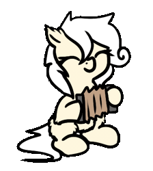 Size: 370x413 | Tagged: safe, artist:neuro, oc, unofficial characters only, pony, taiga pony, accordion, animated, eyes closed, female, gif, image, mare, musical instrument, playing instrument, simple background, sitting, smiling, white background