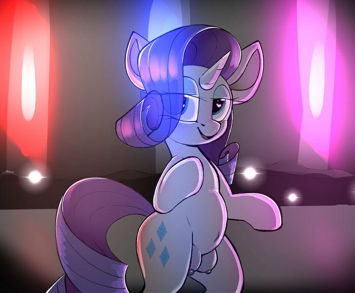 Size: 1690x1394 | Tagged: questionable, artist:arume_lux, derpibooru import, rarity, pony, unicorn, bedroom eyes, belly button, bipedal, chubby, crotchboobs, female, image, lighting, looking at you, mare, nudity, png, solo