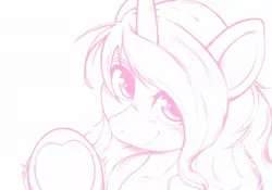 Size: 2048x1430 | Tagged: safe, artist:kurogewapony, derpibooru import, izzy moonbow, pony, unicorn, blushing, cute, female, g5, heart, heart hoof, image, izzybetes, jpeg, looking at you, mare, monochrome, simple background, sketch, smiling, smiling at you, solo, white background, wip