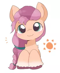 Size: 1301x1571 | Tagged: safe, artist:arrow__root, derpibooru import, sunny starscout, earth pony, pony, my little pony: a new generation, spoiler:my little pony: a new generation, blushing, cute, g5, image, jpeg, looking at you, simple background, sunnybetes