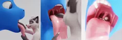 Size: 1280x427 | Tagged: suggestive, artist:foxidro, derpibooru import, oc, oc:foxidro, anthro, earth pony, pony, raccoon, 3d, blender, cycles, furry, image, jpeg, mawplay, mouth, mouthplay, size difference, tongue out, uvula, vore