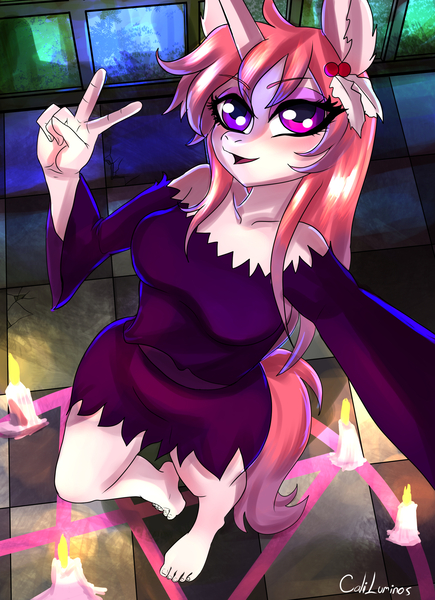 Size: 2000x2760 | Tagged: safe, artist:cali luminos, derpibooru import, oc, oc:aine, unofficial characters only, anthro, anthro oc, feet, image, jpeg, magic, night, solo, witch