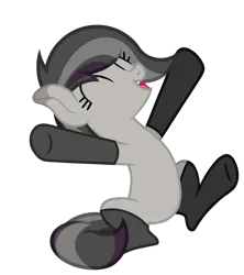 Size: 1600x1800 | Tagged: safe, artist:ponkus, derpibooru import, oc, oc:rocky karst, earth pony, kirin, pony, clothes, cute, cute little fangs, eyes closed, fangs, female, half-breed, happy, image, mare, open mouth, png, simple background, socks, transparent background