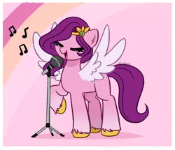 Size: 4488x3861 | Tagged: safe, artist:kittyrosie, derpibooru import, pipp petals, pegasus, my little pony: a new generation, spoiler:my little pony: a new generation, adorapipp, cute, eyes closed, g5, image, microphone, open mouth, png, singing