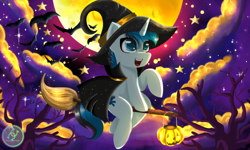 Size: 2000x1200 | Tagged: safe, artist:julie25609, derpibooru import, oc, oc:solar gizmo, unicorn, luna eclipsed, image, nightmare night, png, solo