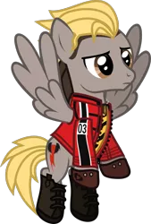 Size: 861x1272 | Tagged: safe, artist:lightningbolt, derpibooru import, ponified, pegasus, pony, .svg available, boots, clothes, danger days: the true lives of the fabulous killjoys, derpibooru exclusive, dyed mane, dyed tail, fingerless gloves, flying, frown, gloves, image, jacket, jewelry, kobra kid, male, mikey way, my chemical romance, necklace, png, shirt, shoes, simple background, solo, spread wings, stallion, tail, transparent background, undershirt, vector, wings