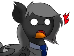 Size: 1024x768 | Tagged: safe, artist:tranzmuteproductions, derpibooru import, oc, unofficial characters only, bat pony, pony, :o, bat pony oc, bat wings, bust, clothes, image, necktie, open mouth, png, shocked, simple background, solo, suit, transparent background, white eyes, wings