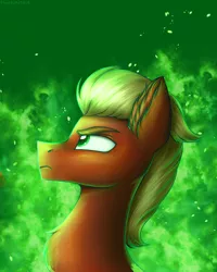 Size: 2400x3000 | Tagged: safe, artist:darklight1315, derpibooru import, sprout cloverleaf, earth pony, pony, my little pony: a new generation, spoiler:g5, deputy sprout, emperor sprout, fire, g5, green fire, image, png, solo