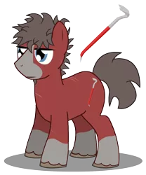 Size: 1000x1200 | Tagged: safe, artist:warren peace, derpibooru import, oc, oc:crowbar, unofficial characters only, earth pony, pony, fallout equestria, ashes town, coat markings, cutie mark, image, male, png, scar, scarred, shadow, simple background, socks (coat marking), solo, stallion, transparent background