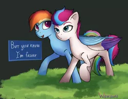 Size: 2701x2081 | Tagged: safe, artist:wevepon3, derpibooru import, rainbow dash, zipp storm, pegasus, pony, my little pony: a new generation, spoiler:g5, spoiler:my little pony: a new generation, g5, grass, image, png