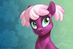 Size: 588x392 | Tagged: safe, artist:brianblackberry, derpibooru import, cheerilee, earth pony, cute, hairstyle, image, looking up, pigtails, png, simple background