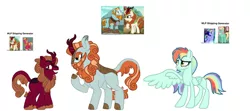 Size: 1024x456 | Tagged: safe, artist:russmindjk, derpibooru import, autumn blaze, big macintosh, rainbow blaze, rockhoof, zephyr breeze, oc, earth pony, kirin, pegasus, pony, autumntosh, female, gay, image, interspecies offspring, jpeg, kirin hybrid, magical gay spawn, male, offspring, parent:autumn blaze, parent:big macintosh, parent:rockhoof, parents:autumntosh, parents:rockblaze, parents:zephyrblaze, rockblaze, shipping, simple background, straight, white background, zephyrblaze