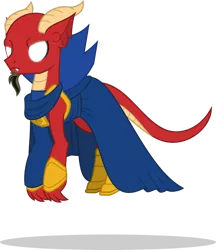 Size: 1280x1481 | Tagged: safe, artist:mlp-trailgrazer, derpibooru import, oc, oc:the watchful pony, dracony, dragon, hybrid, longma, clothes, cosplay, costume, image, png, simple background, solo, transparent background, uatu the watcher