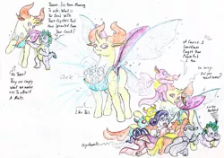 Size: 1024x721 | Tagged: safe, artist:grimmyweirdy, derpibooru import, rarity, spike, thorax, changedling, changeling, crystal, fabulous, funny, group hug, grumpy, heart eyes, hug, image, jpeg, king thorax, king thorax the fabulous, lucky bastard, thorax gets all the mares, traditional art, wingding eyes