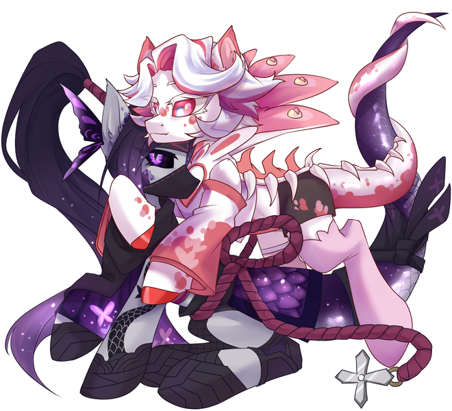 Size: 2200x2000 | Tagged: safe, artist:午夜, derpibooru import, oc, oc:asmodeous, oc:cobra eyes, earth pony, original species, pony, snake, snake pony, black and white, clothes, female, grayscale, image, male, mare, monochrome, png, shorts, simple background, slit eyes, snake eyes, stallion, tail, tail wrap, white background