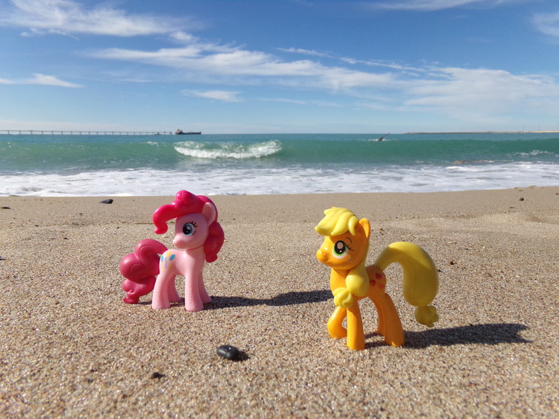 Size: 2048x1536 | Tagged: safe, artist:dingopatagonico, derpibooru import, applejack, pinkie pie, earth pony, pony, beach, image, irl, jpeg, photo, toy