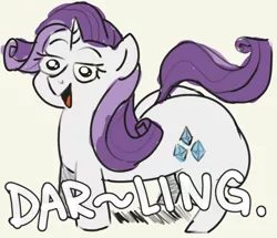 Size: 792x681 | Tagged: safe, artist:distancedpsyche, derpibooru import, rarity, alicorn, pony, unicorn, darling, dialogue, explicit source, female, image, mare, open mouth, png, solo