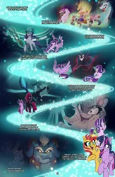 Size: 3500x5369 | Tagged: safe, artist:light262, derpibooru import, adagio dazzle, aria blaze, cozy glow, grogar, pony of shadows, sonata dusk, starlight glimmer, storm king, sunset shimmer, tempest shadow, twilight sparkle, twilight sparkle (alicorn), alicorn, pony, siren, comic:together forever, equestria girls, my little pony: the movie, rainbow rocks, school raze, shadow play, the beginning of the end, the cutie map, the cutie re-mark, the ending of the end, crying, image, jpeg, magic, staff, staff of sameness, the dazzlings